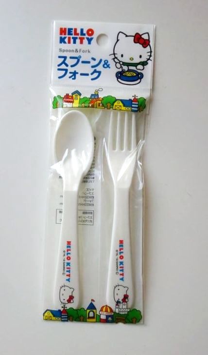 Photo1: Sanrio Hello Kitty Spoon Fork set Bento Lunch Party (1)