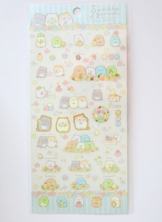 Photo1: San-X Sumikko Gurashi vinyl stickers flower field Brand New  (1)