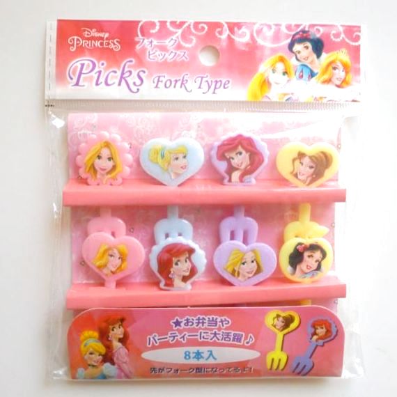 Photo1: Disney Princess Bento Lunch Box Accessory Food Fork Picks 8 pcs Brand-New (1)