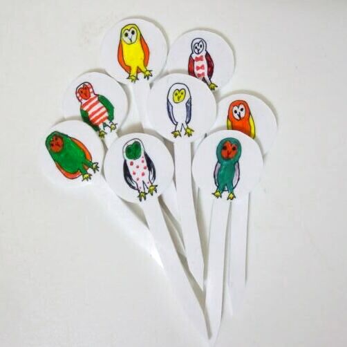 Photo1: Bento Lunch Box Accessory Food Picks barn owl 8 pcs party gift Brand-New (1)